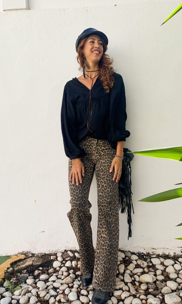 Pantalón de jean leopardo