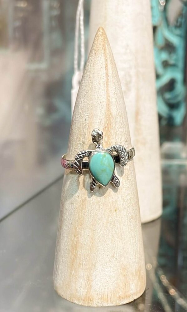 Tortuga turquesa anillo de plata