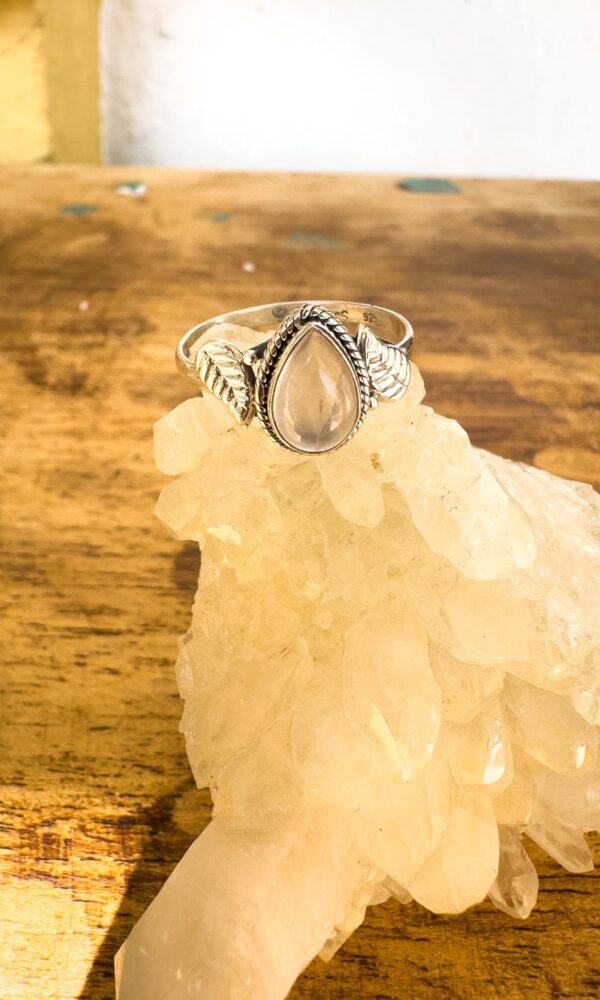 Cuarzo rosa anillo de plata