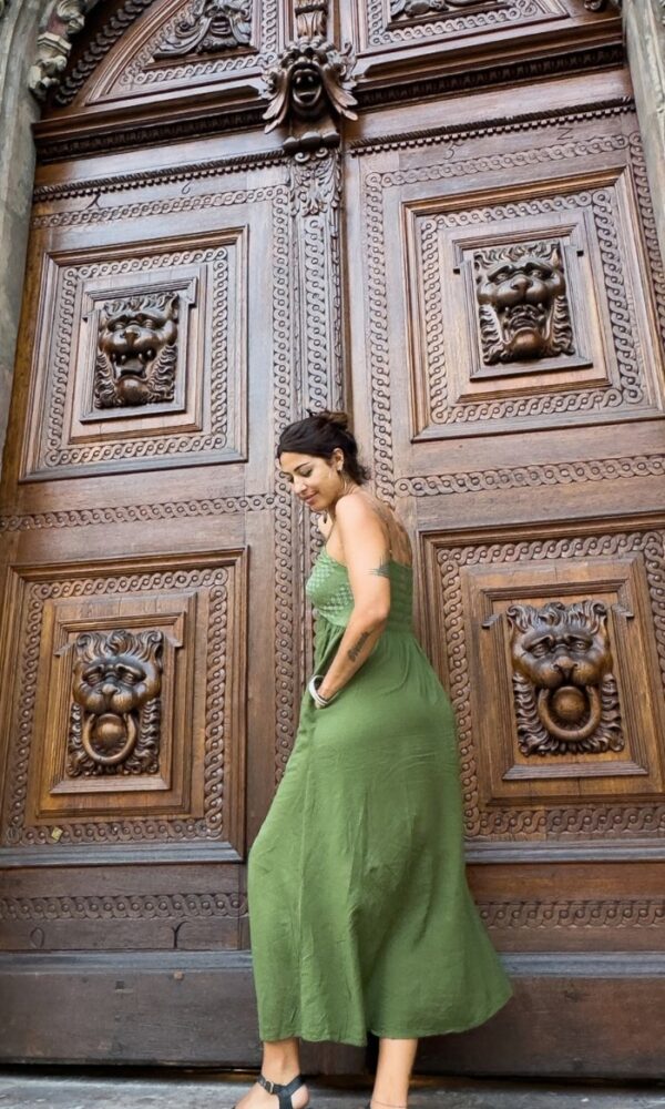 VESTIDO BOHO verde bosque
